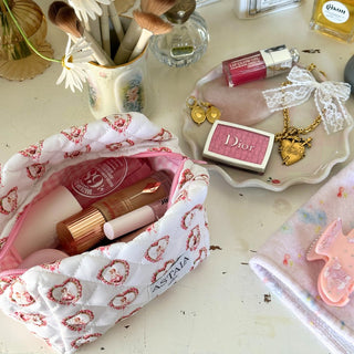 Quilted makeup bag makeup bag astala luna carry all makeup pouch pencil bag brushes bag makeup case vintage floral vanity case cosmetic bag Laptop case laptop bag quilted laptop cover laptop