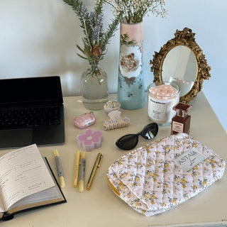 Quilted makeup bag makeup bag astala luna carry all makeup pouch pencil bag brushes bag makeup case vintage floral vanity case cosmetic bag Laptop case laptop bag quilted laptop cover laptop