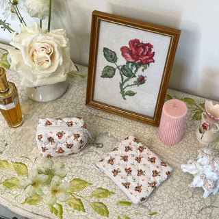 Quilted makeup bag makeup bag astala luna carry all makeup pouch pencil bag brushes bag makeup case vintage floral vanity case cosmetic bag Laptop case laptop bag quilted laptop cover laptop